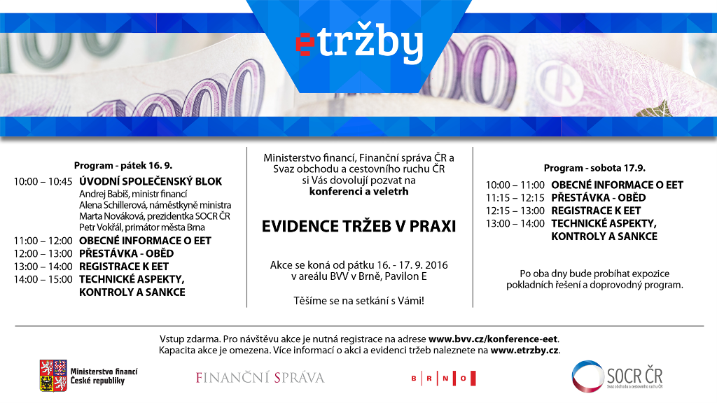 Pozvánka na konferenci a veletrh „EVIDENCE TRŽEB V PRAXI“