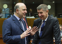 Ministr financí Andrej Babiš a komisař Pierre Moscovici, Brusel, 8.3.2016, Foto: Evropská Unie