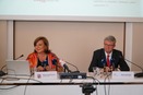 Ministryně financí Alena Schillerová a ministr průmyslu a obchodu Karel Havlíček na tiskové konferenci dne 27.8.2019.